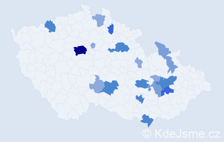 Příjmení: 'Vyvážilová', počet výskytů 48 v celé ČR