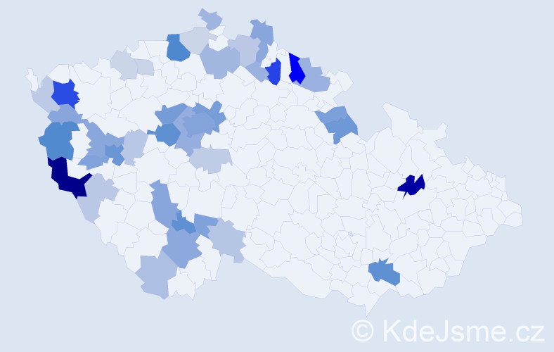 Příjmení: 'Pauer', počet výskytů 129 v celé ČR