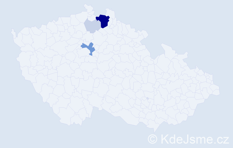 Příjmení: 'Dozorcová', počet výskytů 17 v celé ČR