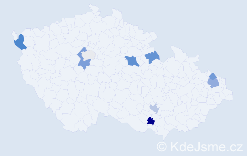 Příjmení: 'Eppingerová', počet výskytů 16 v celé ČR