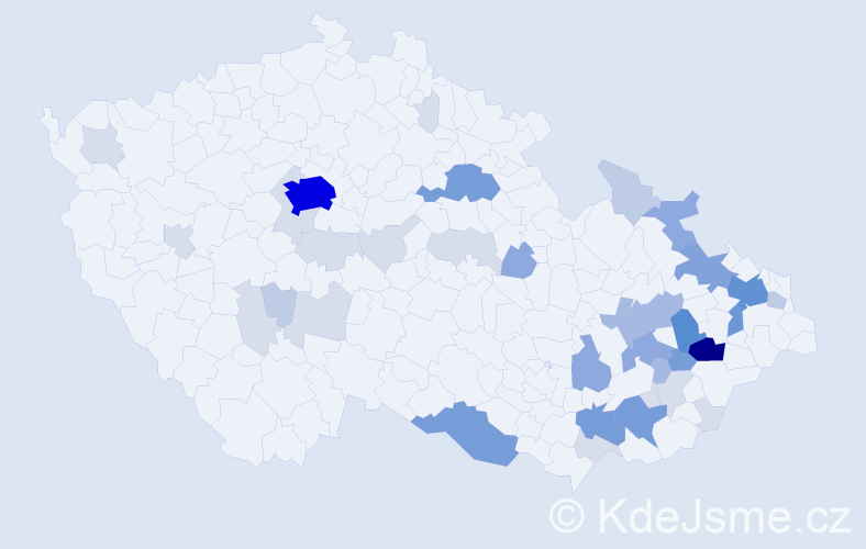 Příjmení: 'Indruch', počet výskytů 137 v celé ČR