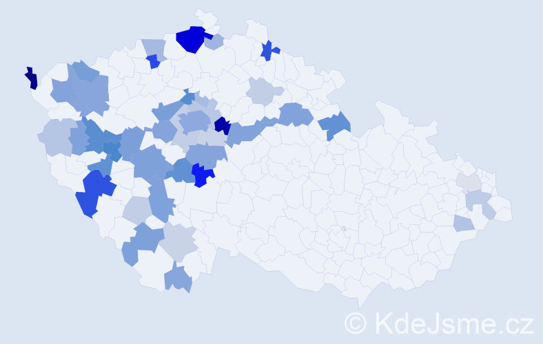 Příjmení: 'Bešťák', počet výskytů 162 v celé ČR