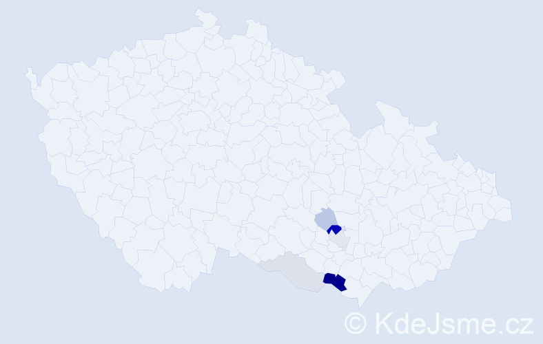 Příjmení: 'Bešter', počet výskytů 16 v celé ČR