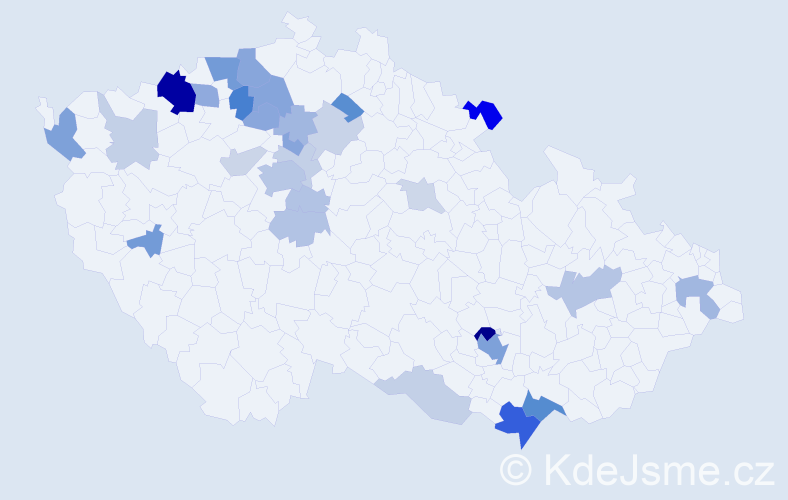 Příjmení: 'Mešková', počet výskytů 76 v celé ČR