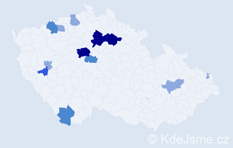 Příjmení: 'Kelbich', počet výskytů 29 v celé ČR