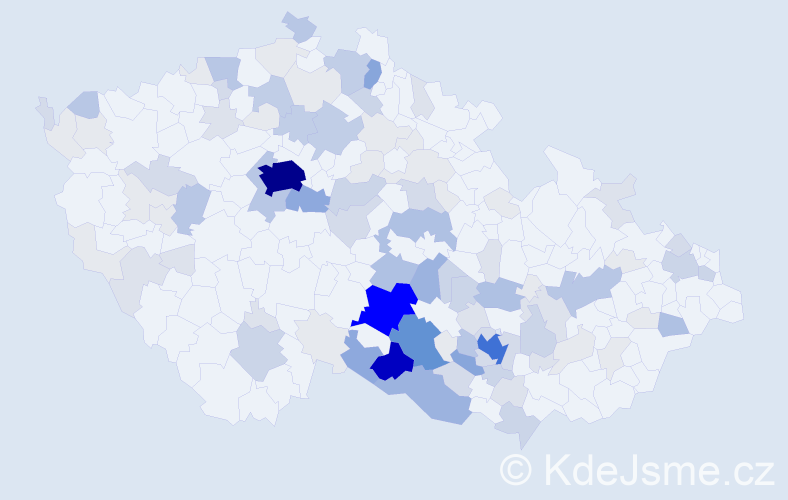Příjmení: 'Kabelka', počet výskytů 456 v celé ČR