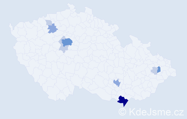 Příjmení: 'Kurec', počet výskytů 26 v celé ČR