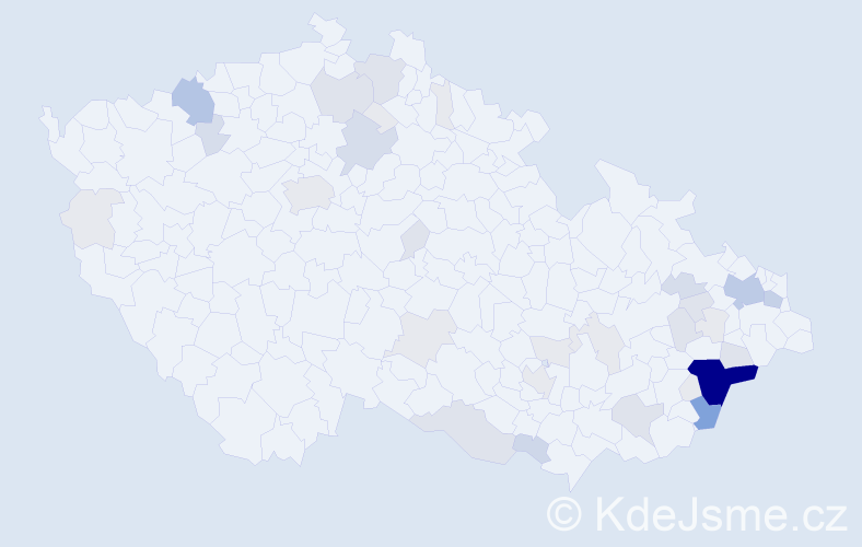 Příjmení: 'Trčálek', počet výskytů 130 v celé ČR