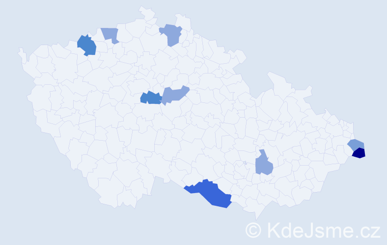 Příjmení: 'Verčimák', počet výskytů 23 v celé ČR