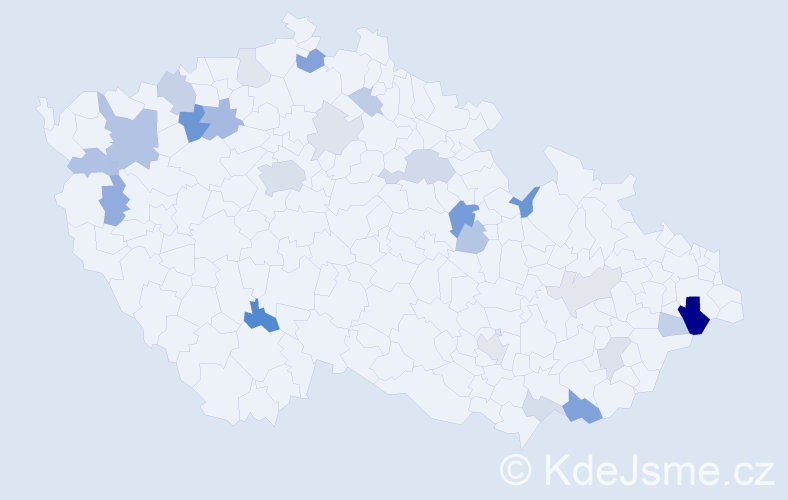 Příjmení: 'Límová', počet výskytů 52 v celé ČR