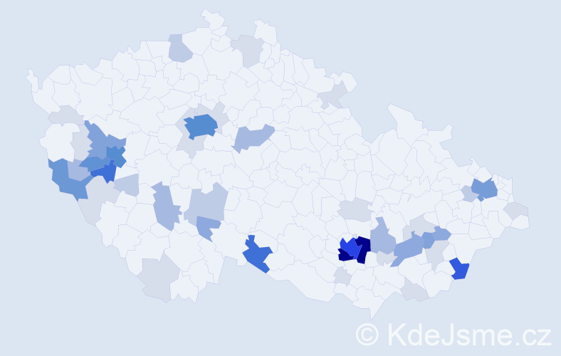 Příjmení: 'Pecl', počet výskytů 163 v celé ČR