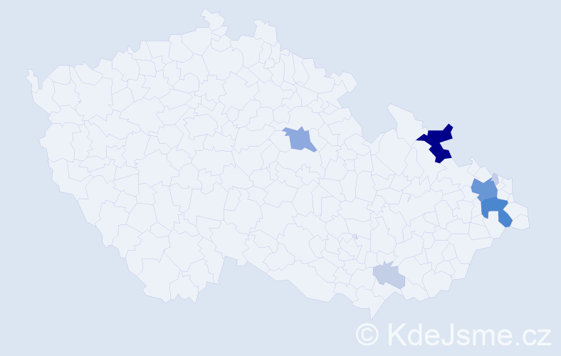 Příjmení: 'Gusty', počet výskytů 24 v celé ČR
