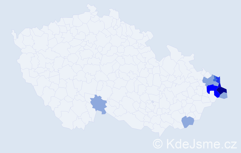 Příjmení: 'Urbaniec', počet výskytů 43 v celé ČR