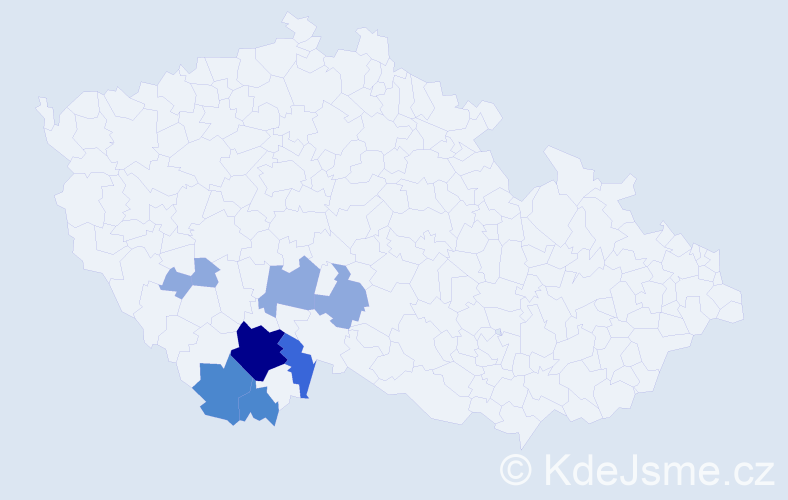 Příjmení: 'Vyžralová', počet výskytů 21 v celé ČR
