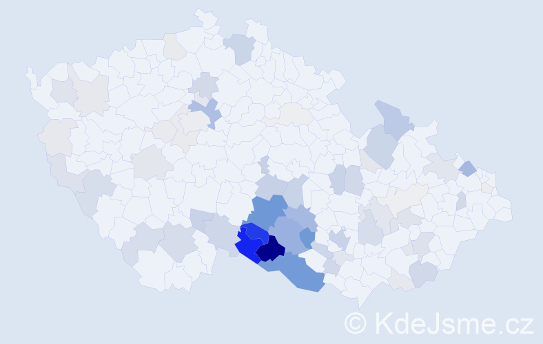 Příjmení: 'Nevrkla', počet výskytů 293 v celé ČR