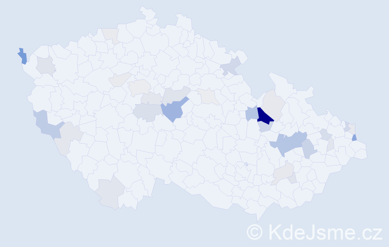 Příjmení: 'Pulkert', počet výskytů 86 v celé ČR