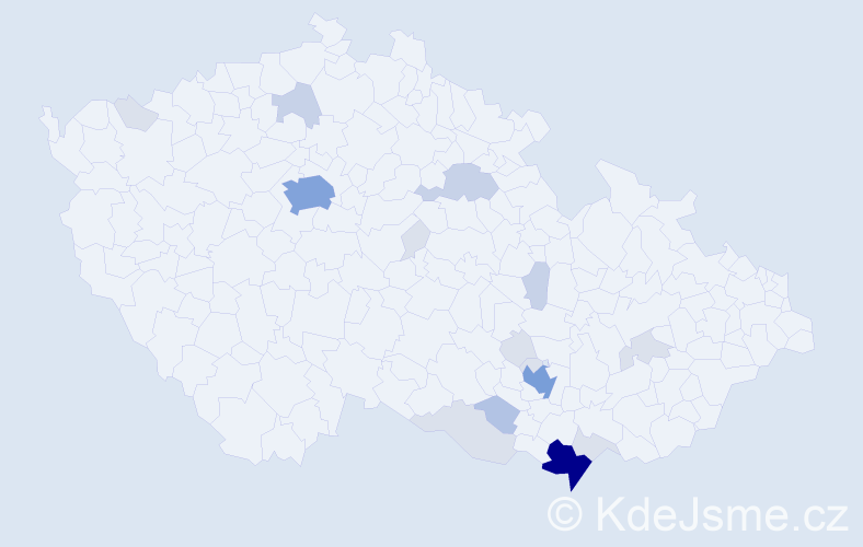 Příjmení: 'Ferbar', počet výskytů 53 v celé ČR
