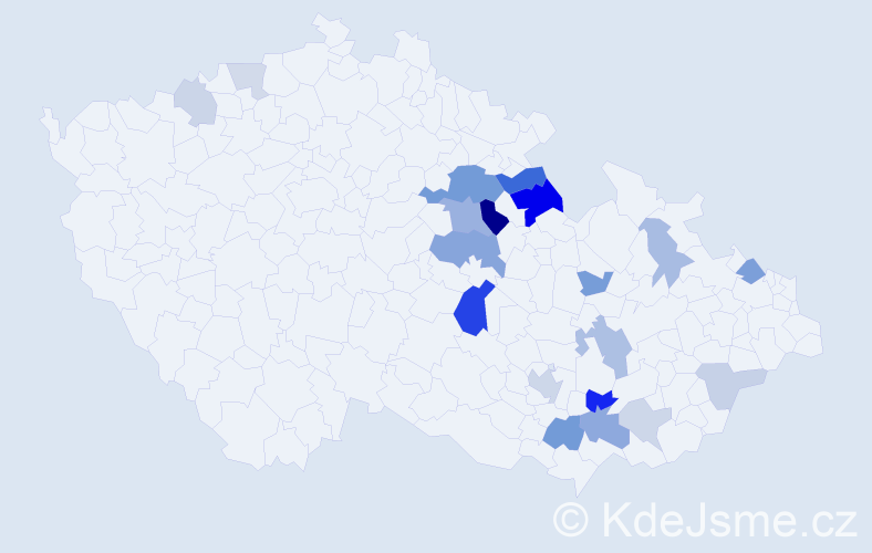 Příjmení: 'Pekáčová', počet výskytů 46 v celé ČR