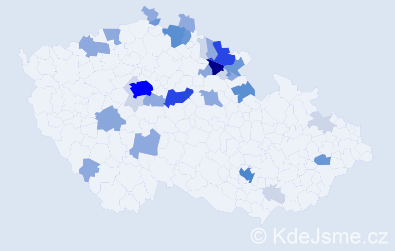 Příjmení: 'Rücker', počet výskytů 115 v celé ČR