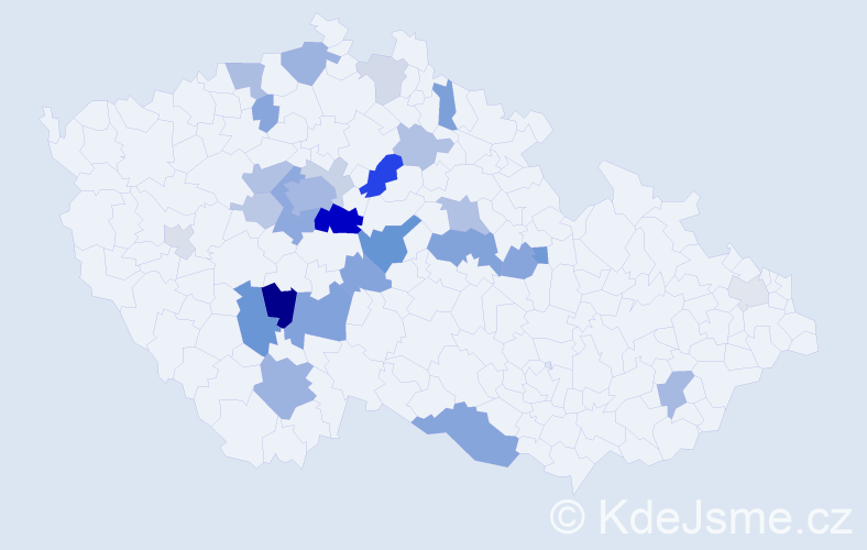 Příjmení: 'Dědourková', počet výskytů 74 v celé ČR