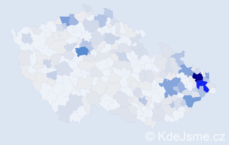 Příjmení: 'Baran', počet výskytů 672 v celé ČR
