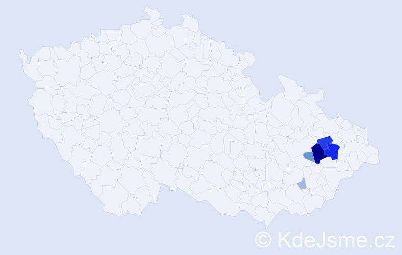 Příjmení: 'Prokl', počet výskytů 16 v celé ČR