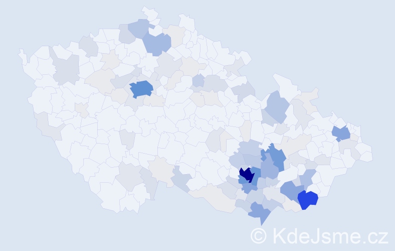 Příjmení: 'Haluza', počet výskytů 441 v celé ČR