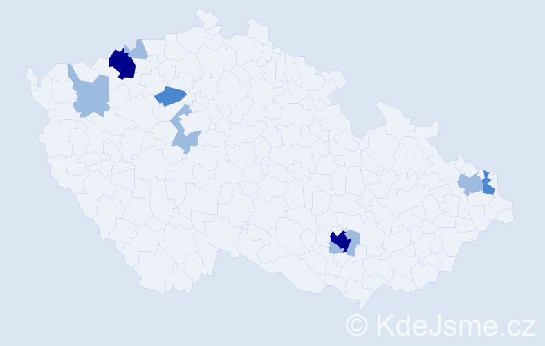 Příjmení: 'Klinga', počet výskytů 19 v celé ČR