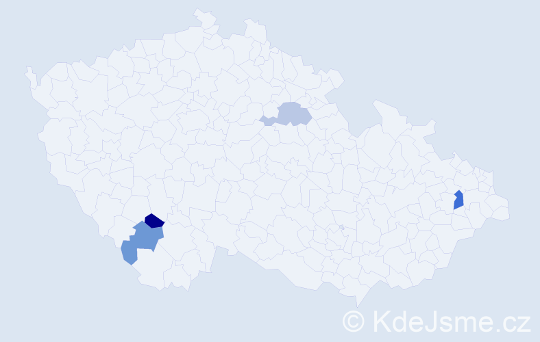 Příjmení: 'Pištecký', počet výskytů 5 v celé ČR