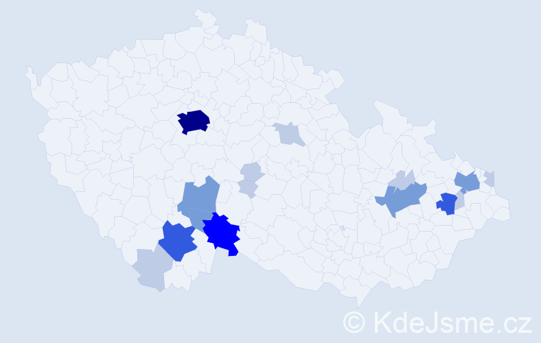 Příjmení: 'Vosolová', počet výskytů 49 v celé ČR