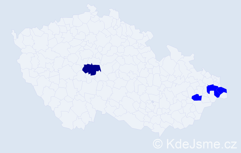 Příjmení: 'Paluga', počet výskytů 5 v celé ČR