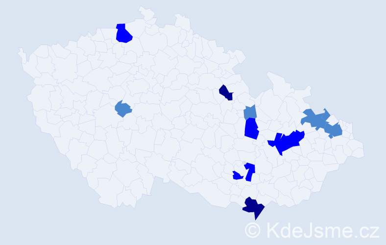 Příjmení: 'Csontos', počet výskytů 19 v celé ČR