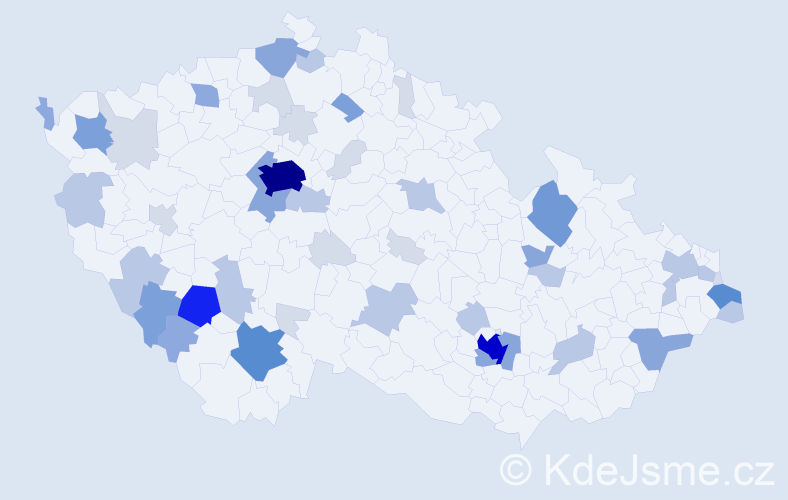 Příjmení: 'Nikodem', počet výskytů 151 v celé ČR