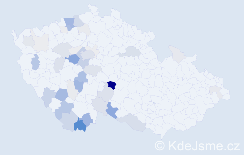 Příjmení: 'Krtek', počet výskytů 158 v celé ČR