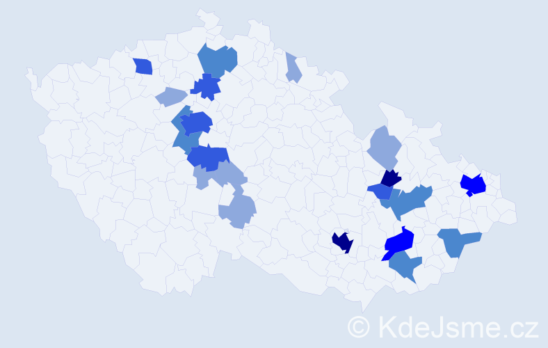 Příjmení: 'Bačinská', počet výskytů 49 v celé ČR