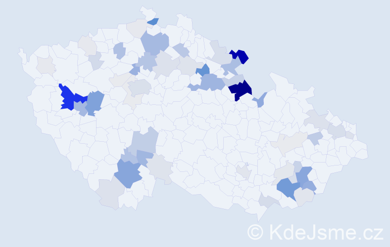 Příjmení: 'Rozum', počet výskytů 207 v celé ČR