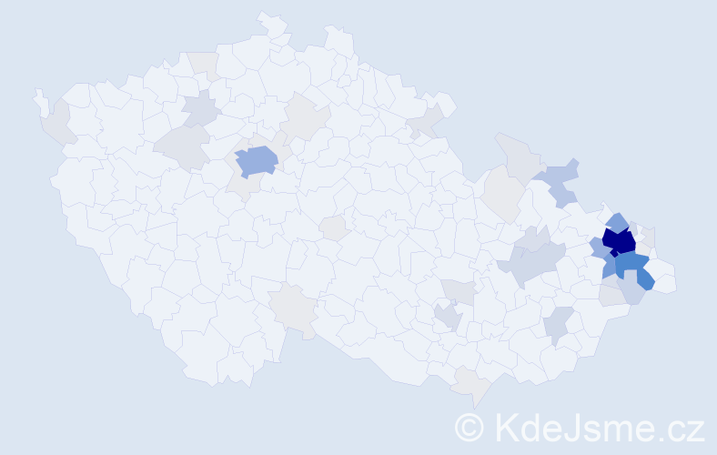 Příjmení: 'Tylečková', počet výskytů 208 v celé ČR