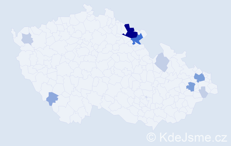 Příjmení: 'Romančáková', počet výskytů 28 v celé ČR