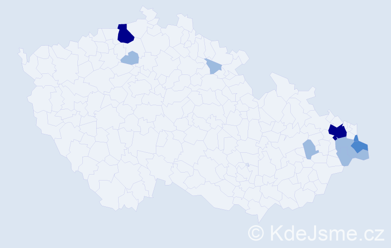 Příjmení: 'Časnocha', počet výskytů 18 v celé ČR