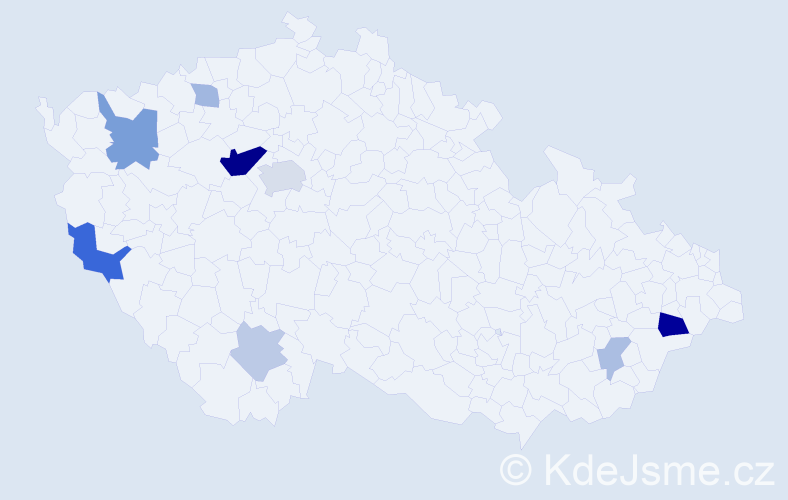 Příjmení: 'Fujdiar', počet výskytů 21 v celé ČR