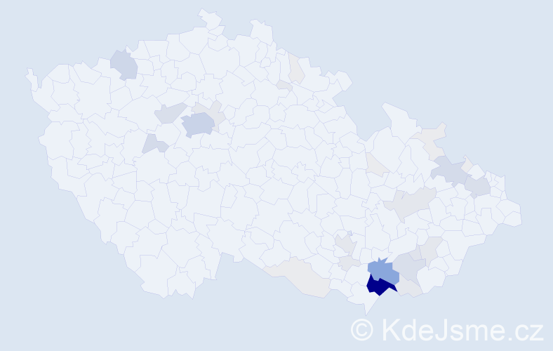 Příjmení: 'Kordula', počet výskytů 164 v celé ČR