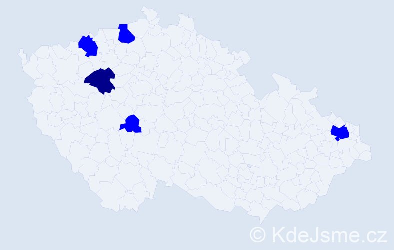 Příjmení: 'Kádárová', počet výskytů 6 v celé ČR