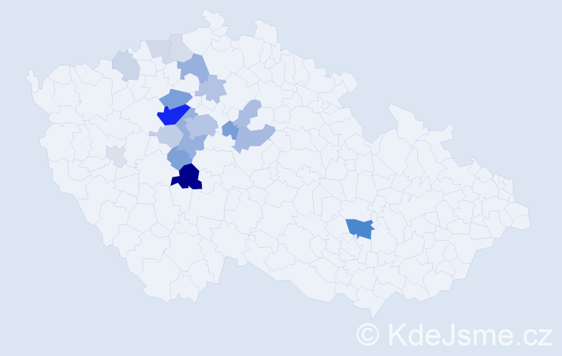 Příjmení: 'Zdrubecká', počet výskytů 54 v celé ČR