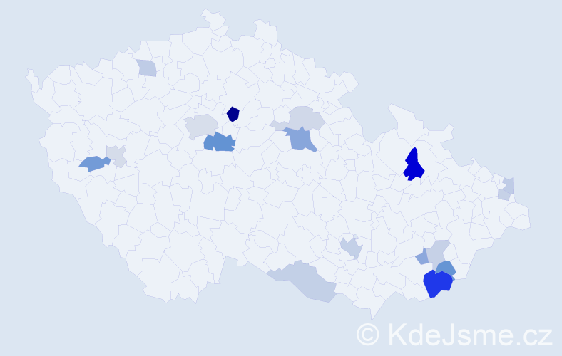 Příjmení: 'Gavalec', počet výskytů 34 v celé ČR