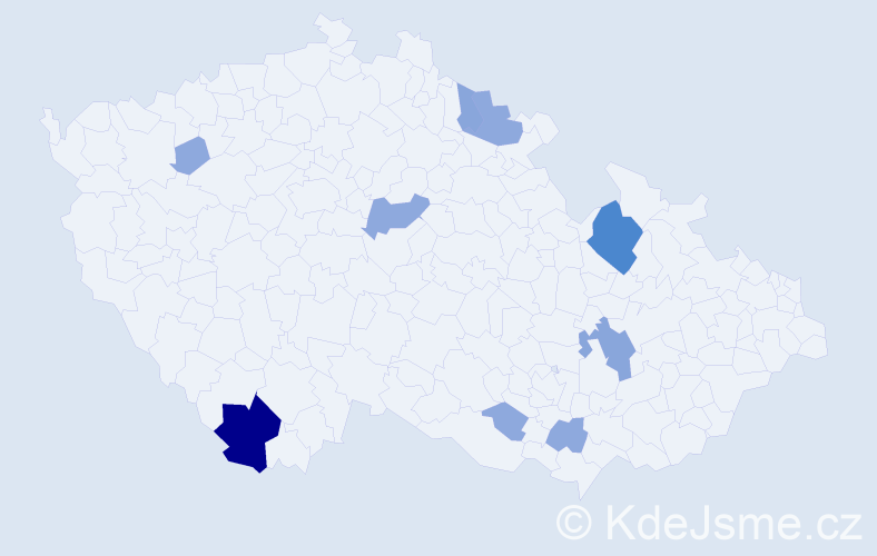 Příjmení: 'Bordáč', počet výskytů 22 v celé ČR
