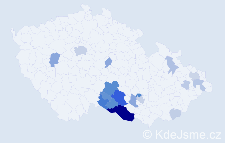 Příjmení: 'Radkovská', počet výskytů 65 v celé ČR