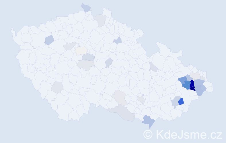 Příjmení: 'Lošák', počet výskytů 107 v celé ČR