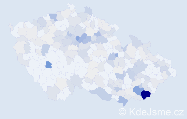 Příjmení: 'Koníček', počet výskytů 885 v celé ČR