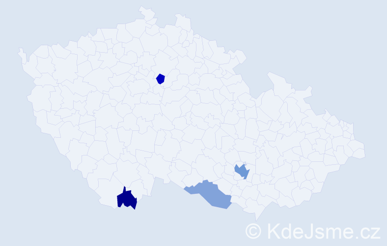 Příjmení: 'Baki', počet výskytů 7 v celé ČR
