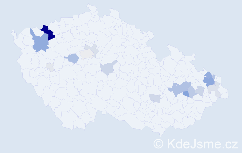 Příjmení: 'Klimčáková', počet výskytů 47 v celé ČR